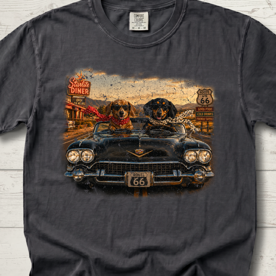 Route 66 Road Trip Tee – Vintage Washed Graphic