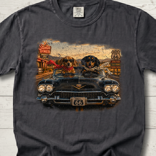 Route 66 Road Trip Tee – Vintage Washed Graphic