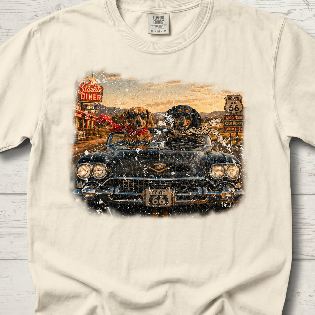 Route 66 Road Trip Tee – Vintage Washed Graphic