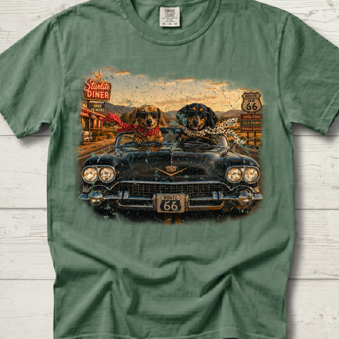 Route 66 Road Trip Tee – Vintage Washed Graphic