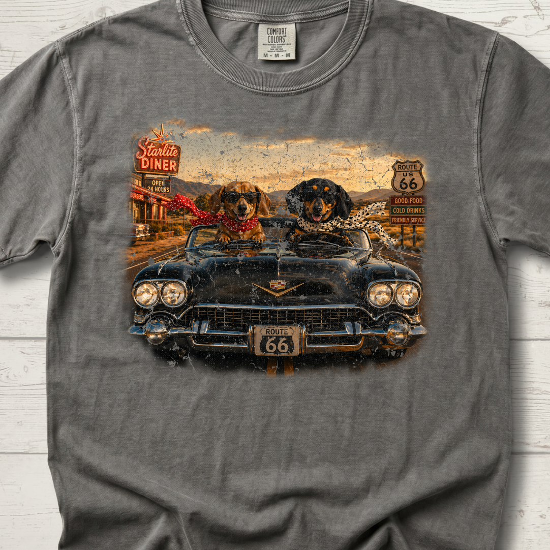 Route 66 Road Trip Tee – Vintage Washed Graphic